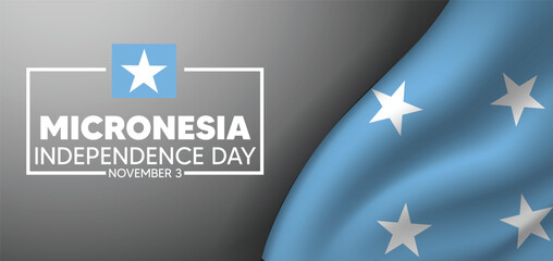 Micronesia Independence Day 3 November waving flag vector poster