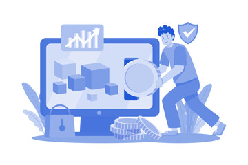 Blockchain Investment Illustration concept on white background