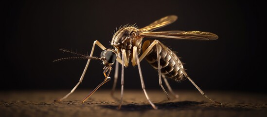mosquito close-up on a dark background - obrazy, fototapety, plakaty