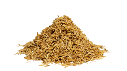 Rice husk heap closeup view