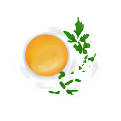  illustration of Fried egg with celery