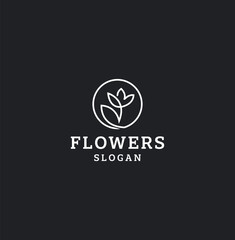 Elegant Minimalist Flower Logo in a Circle with Line Art Style