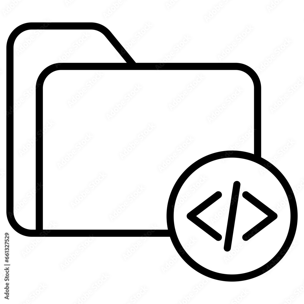 Wall mural outline folder coding icon