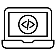 Outline Laptop Coding icon