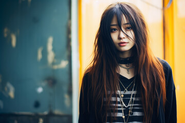 Fototapeta premium Young Japanese woman in urban clothes