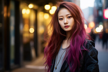 Fototapeta premium Young Japanese woman in urban clothes