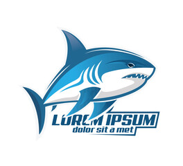 Obraz premium Shark esport gaming mascot logo illustration, shark icon vector, angry shark logo mascot, dark background