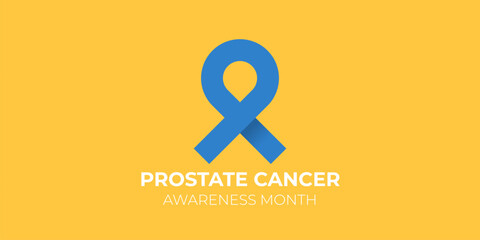 Prostate cancer awareness month banner with blue ribbon. November is prostate cancer awareness month