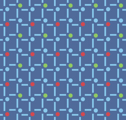 Japanese Cross Line Circle Vector Seamless Pattern