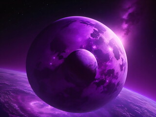 Purple planet in space, earth, moon, space, planets, galaxy, universe