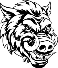 A wild boar hog razorback warthog sports mascot cartoon pig character