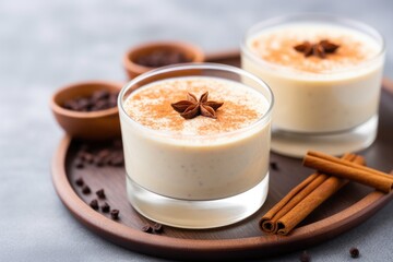 Obraz na płótnie Canvas vanilla pudding sprinkled with cinnamon on top