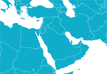中東地域の地図、シンプルでわかりやすい - obrazy, fototapety, plakaty