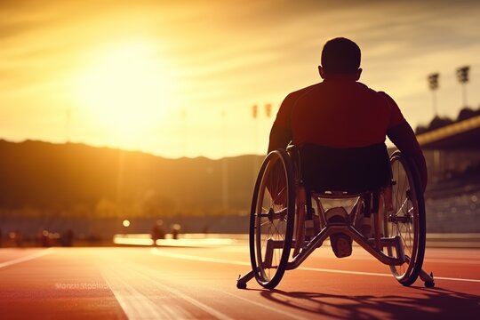 Disabled athlete at a sports competition in a wheelchair