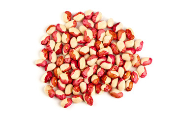 Red Anasazi Beans, isolated on a white background. Spotted beans. Kidney beans.