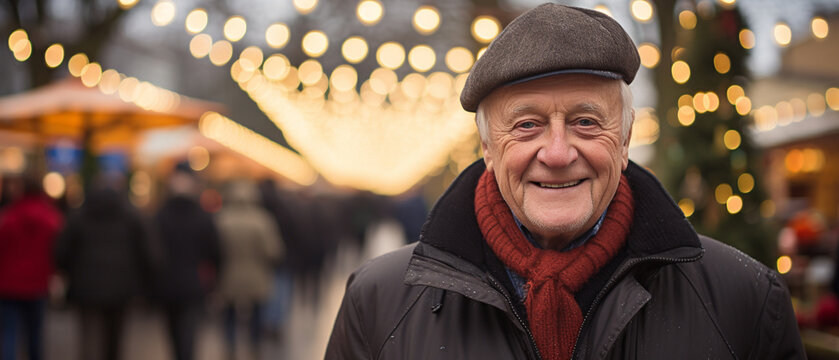 Elderly Man At A Christmas Market