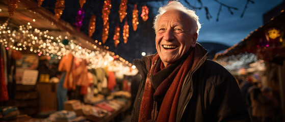 Obraz na płótnie Canvas elderly man at a christmas market