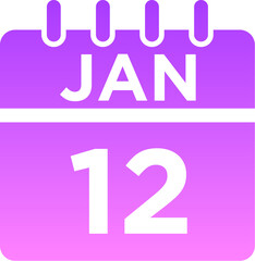 01-January - 12 Glyph Gradient Icon pictogram symbol visual illustration