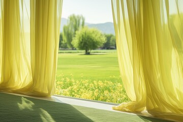 thin summer curtains floating in a breeze