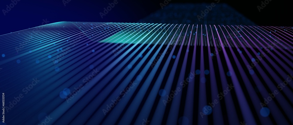 Wall mural Abstract futuristic - technology with polygonal shapes on dark blue background. Design digital technology concept. 3d illustration.