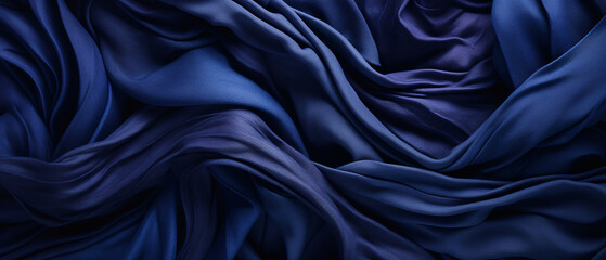 Obraz premium Dark blue silk cloth surface background. Abstract textile fabric background