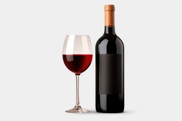 red wine bottle and glass beer