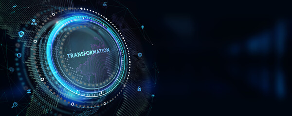 Business Transformation. Future and Innovation Internet and network concept. 3d illustration