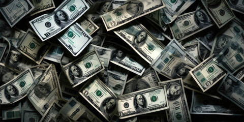 Cash of hundred dollar bills, dollar background image. - obrazy, fototapety, plakaty