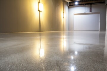 polished concrete floor gleaming under room light