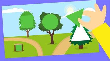 Application of trees. Flat design vector illustration concept of environment, ecology and nature conservation.