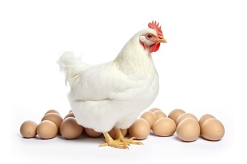 white chicken and eggs
