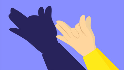 Illustration of a hand with shadow play making a dog
