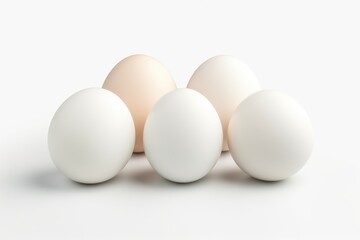 five white eggs isolated on white