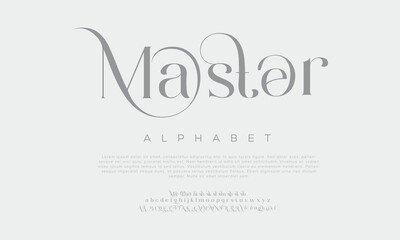 Master Luxury lettering font. Elegant wedding typography classic letters serif typeface decorative vintage retro concept. vector illustration - obrazy, fototapety, plakaty