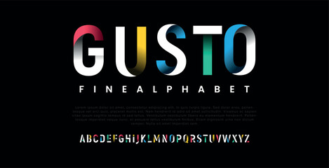 GUSTO Modern Bold Font. Regular Italic Number Typography urban style alphabet fonts for fashion, sport, technology, digital, movie, logo design, vector illustration 