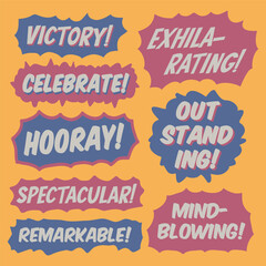 Doodle Hand Drawn sketchy Excitement Saying Set