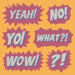 Doodle Hand Drawn sketchy Excitement Saying Set