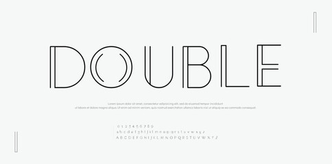 Double, the Modern type elegant font and glamour alphabet vector set 