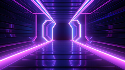 blue pink violet neon abstract background, ultraviolet light, night club empty room interior. ai