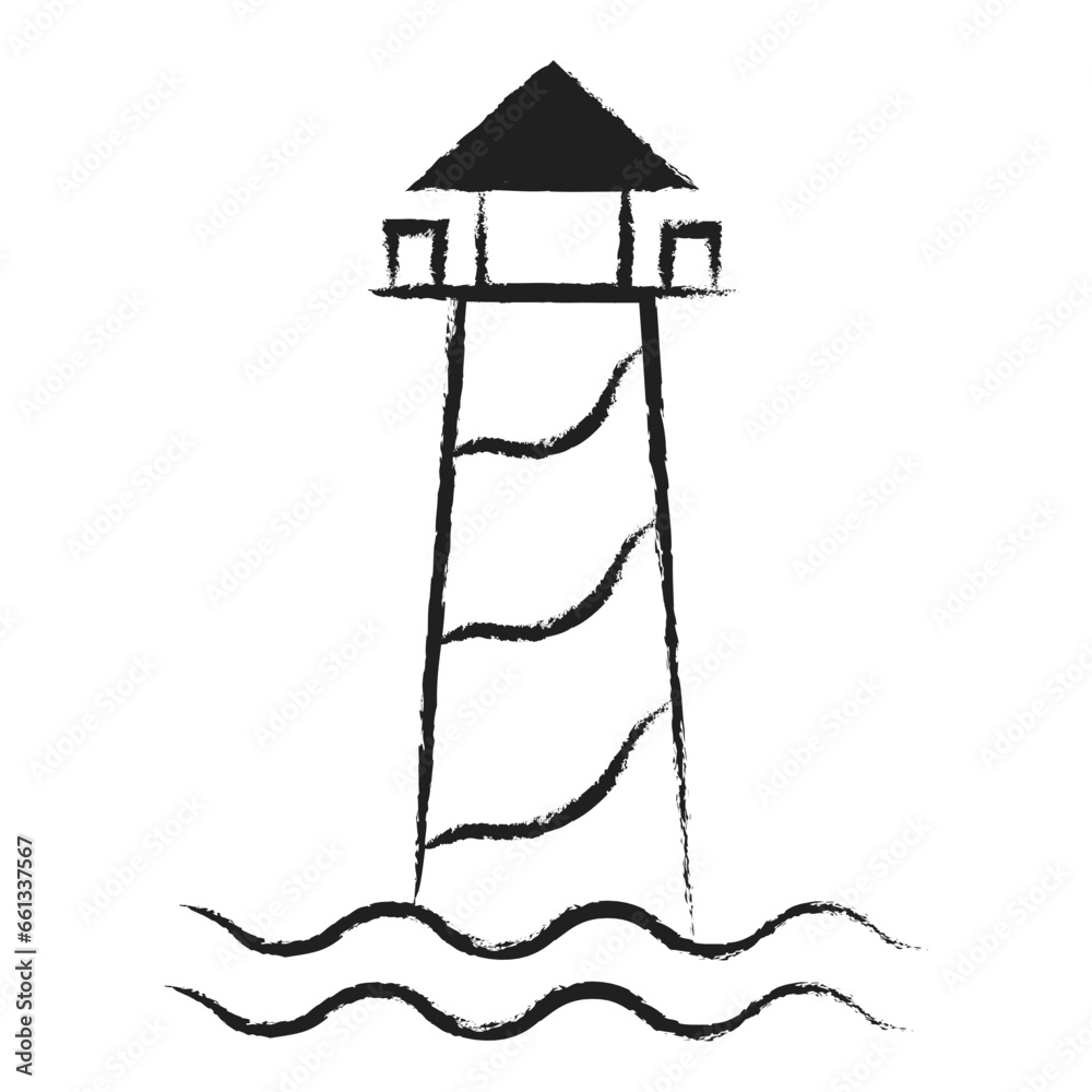 Sticker hand drawn light house icon