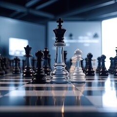 Chess board game concept of business ideas and competition and strategy ideas. 