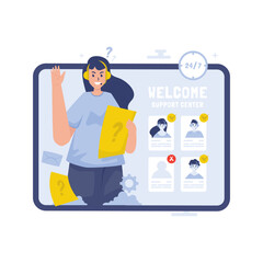 Customer support online team vector illustration