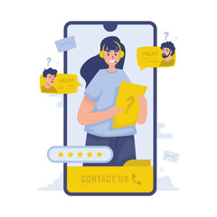 Customer contact support hotline vector illustration
