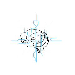 Continuous line art of people wearing Virtual reality headset. Artificial intelligence and future concept vectors.