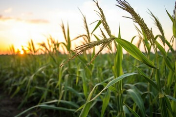 Fototapeta premium armyworms in a cornfield during dusk