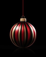 Luxury Christmas ball hanging on a black background. Generative AI