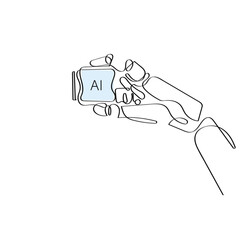 Line art vector of Artificial Intelligence and world. Nature and automatons concept. Isolated vector with transparent background. an era of artificial intellligence line art 