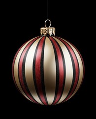 Luxury Christmas ball hanging on a black background. Generative AI