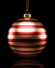 Luxury Christmas ball hanging on a black background. Generative AI