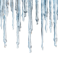 Frozen Icicles Hanging on Transparent Background Isolated on Transparent or White Background, PNG